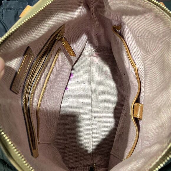 Dooney & Bourke Pebbled Leather DILLEN Double Pocket Satchel Handbag Beige - Picture 5 of 7